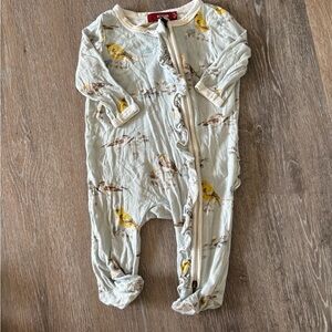 Milkbarn Yellow Bird Print Kids Footie